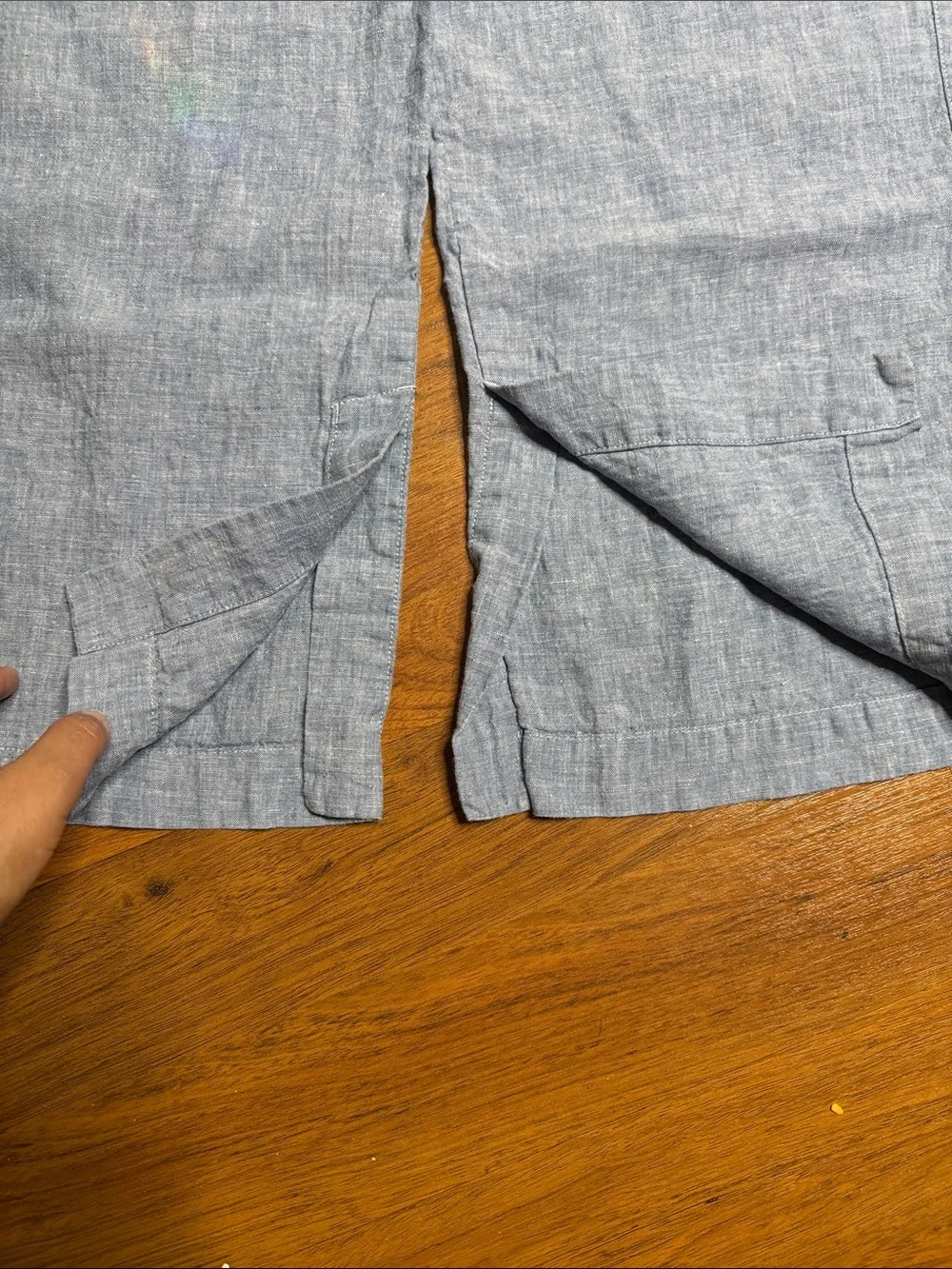 Athleta Pale Blue Wide-Leg Linen-Texture Pants